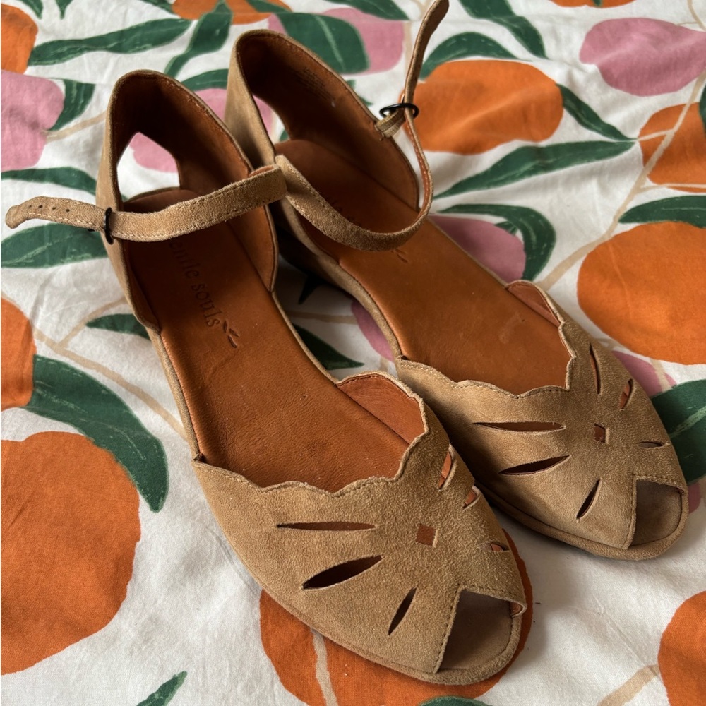 Gentle Souls Tan Suede Women's Wedge Sandals